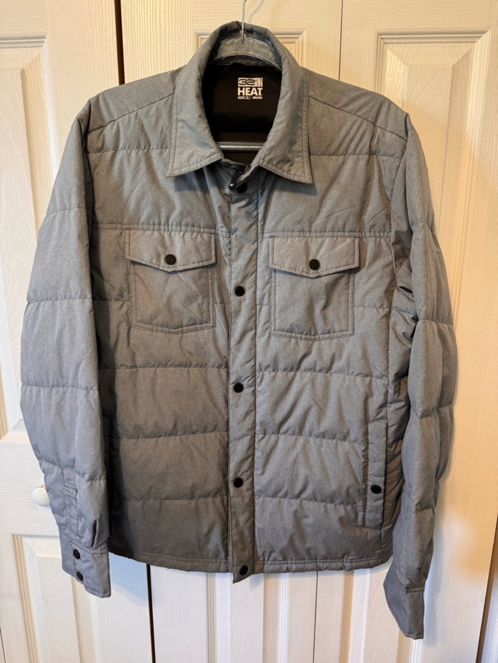 32 Degrees Heat Men's Gray Quilted Puffer Jacket Lightweight Size Medium - Picture 2 of 11